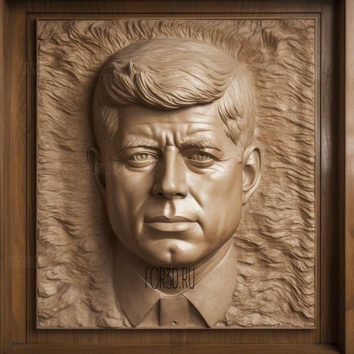 John F Kennedy 2 stl model for CNC